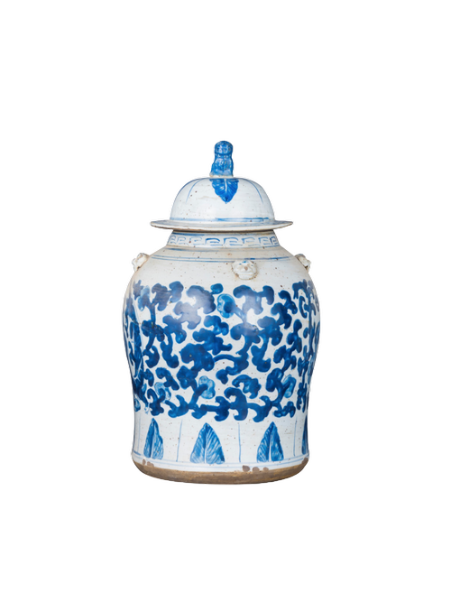 Vintage Temple Jar Twist Lotus Dragon Motif