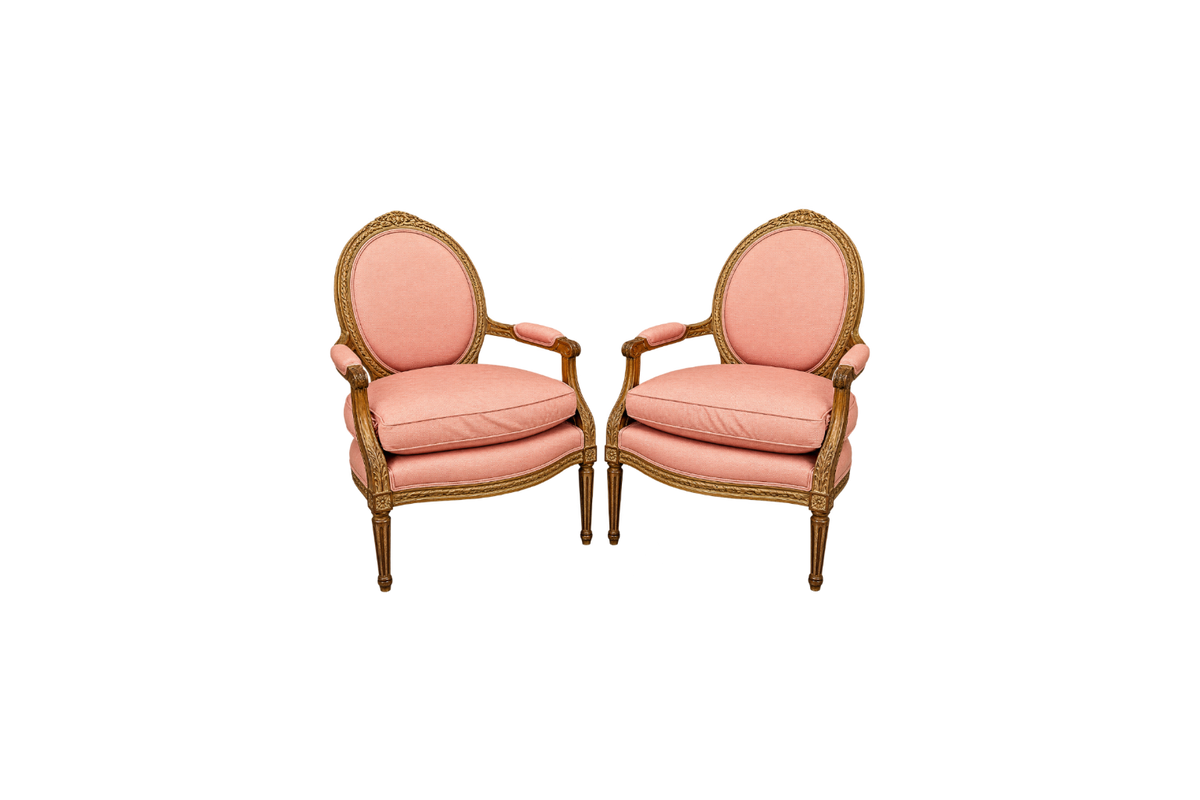 Pair of French Louis XVI Style Armchairs