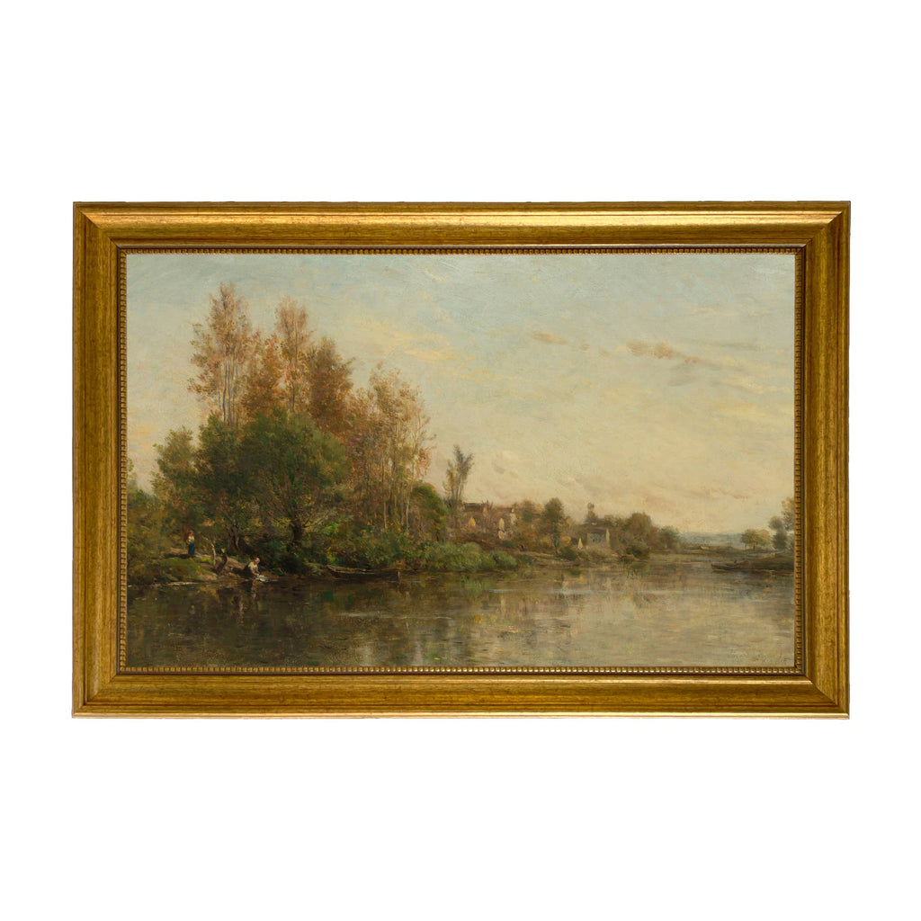 On the Banks of the River by Daubigny Painted Print Wall Art