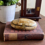 Antiqued Vintage Oval Bone Box | 5-1/2” | Jewelry storage