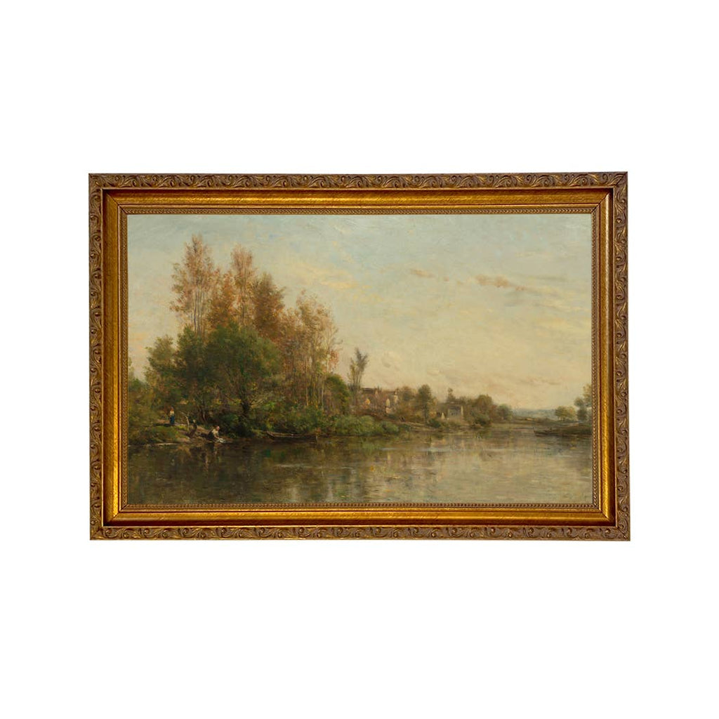 On the Banks of the River by Daubigny Painted Print Wall Art
