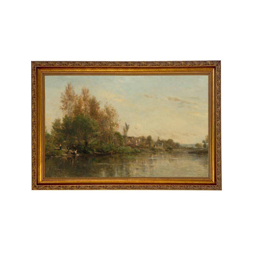 On the Banks of the River by Daubigny Painted Print Wall Art