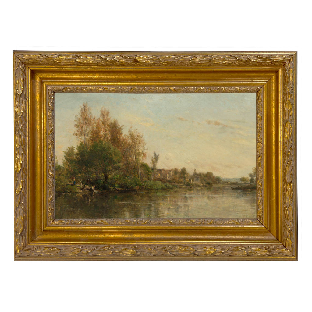On the Banks of the River by Daubigny Painted Print Wall Art