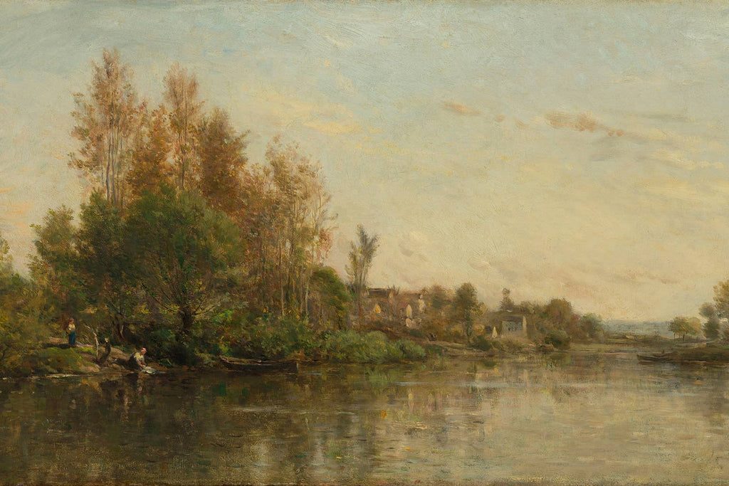 On the Banks of the River by Daubigny Painted Print Wall Art