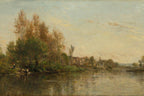 On the Banks of the River by Daubigny Painted Print Wall Art