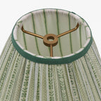 BLOCK PRINTED FABRIC PLEATED LAMPSHADE - GREEN FLORAL STRIPE