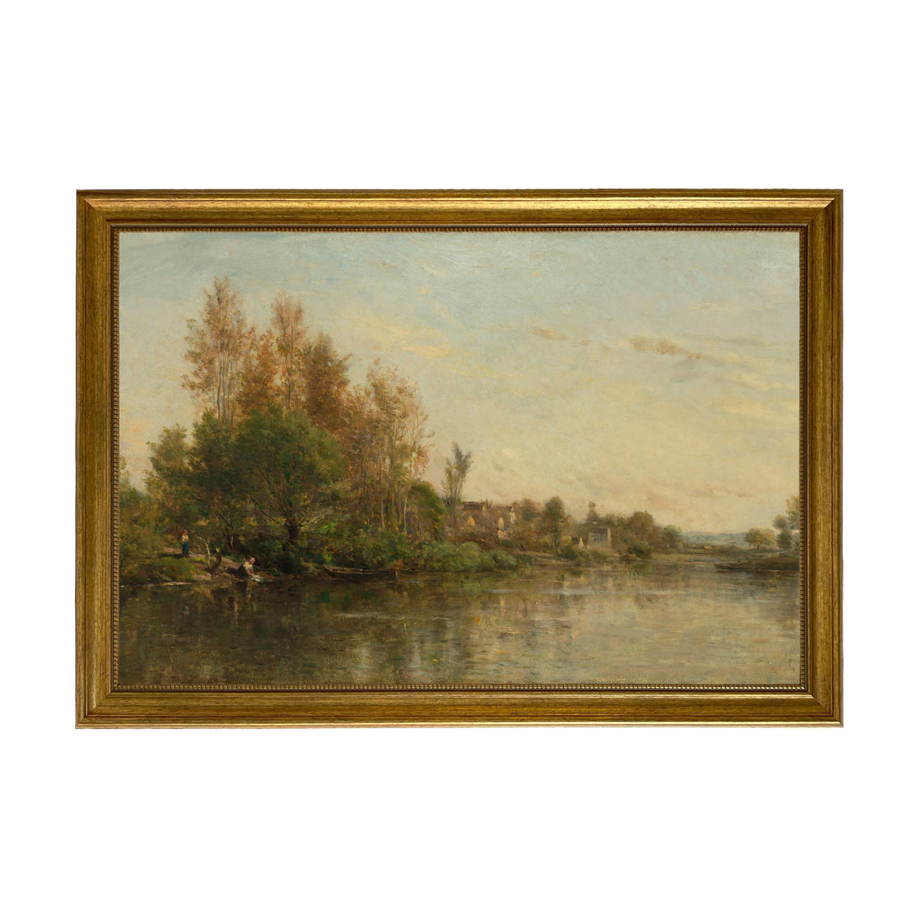 On the Banks of the River by Daubigny Painted Print Wall Art