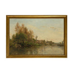 On the Banks of the River by Daubigny Painted Print Wall Art