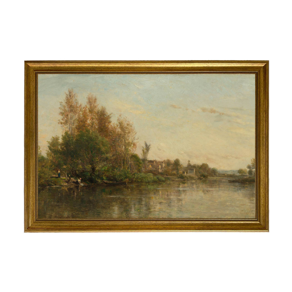 On the Banks of the River by Daubigny Painted Print Wall Art