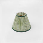 BLOCK PRINTED FABRIC PLEATED LAMPSHADE - GREEN FLORAL STRIPE