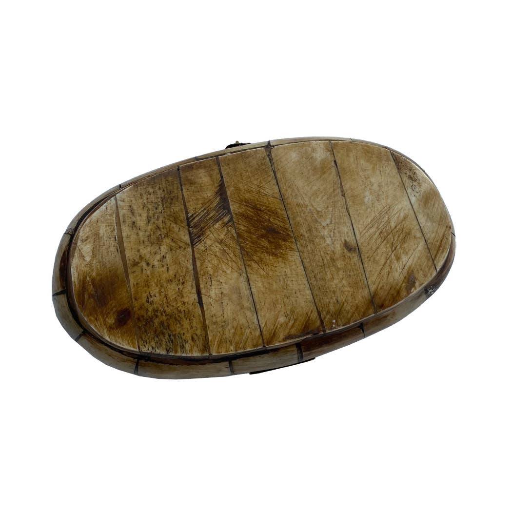 Antiqued Vintage Oval Bone Box | 5-1/2” | Jewelry storage
