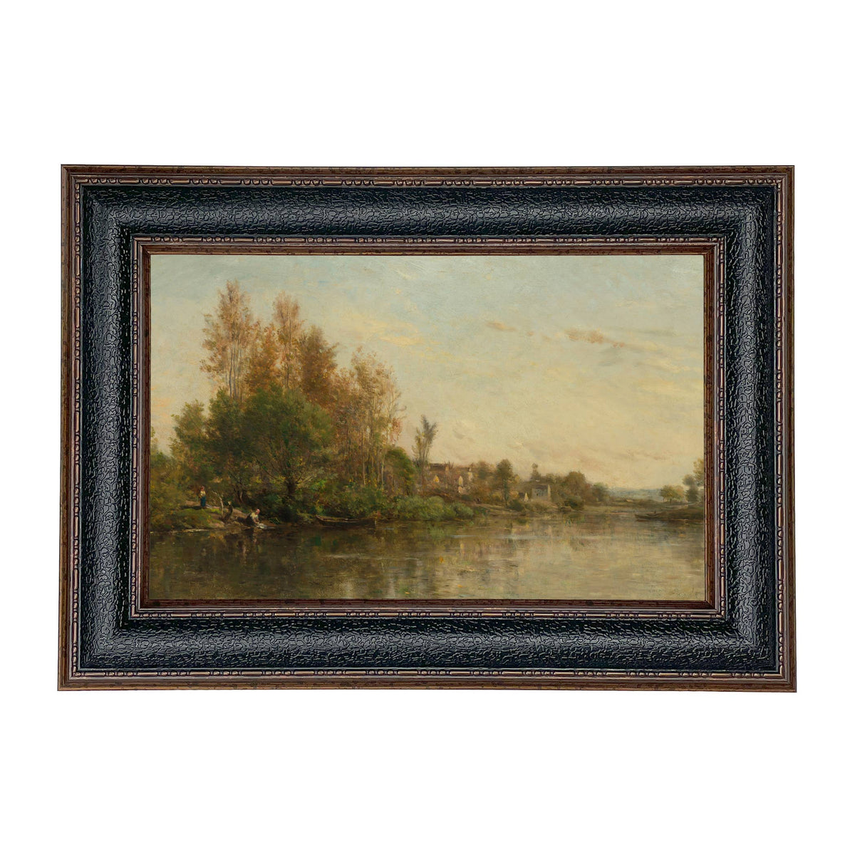 On the Banks of the River by Daubigny Painted Print Wall Art
