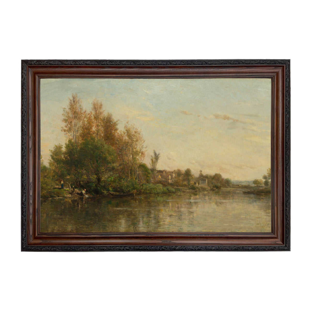 On the Banks of the River by Daubigny Painted Print Wall Art