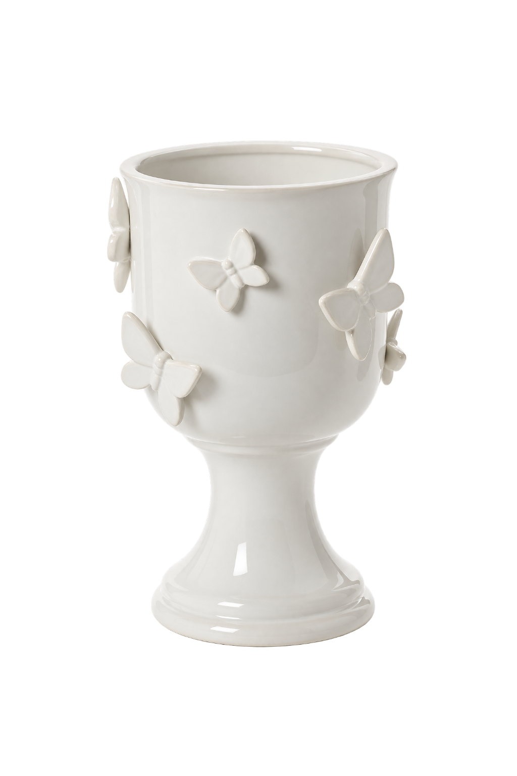 Small Butterfly Pedestal Cachepot with Sculpted Butterflies