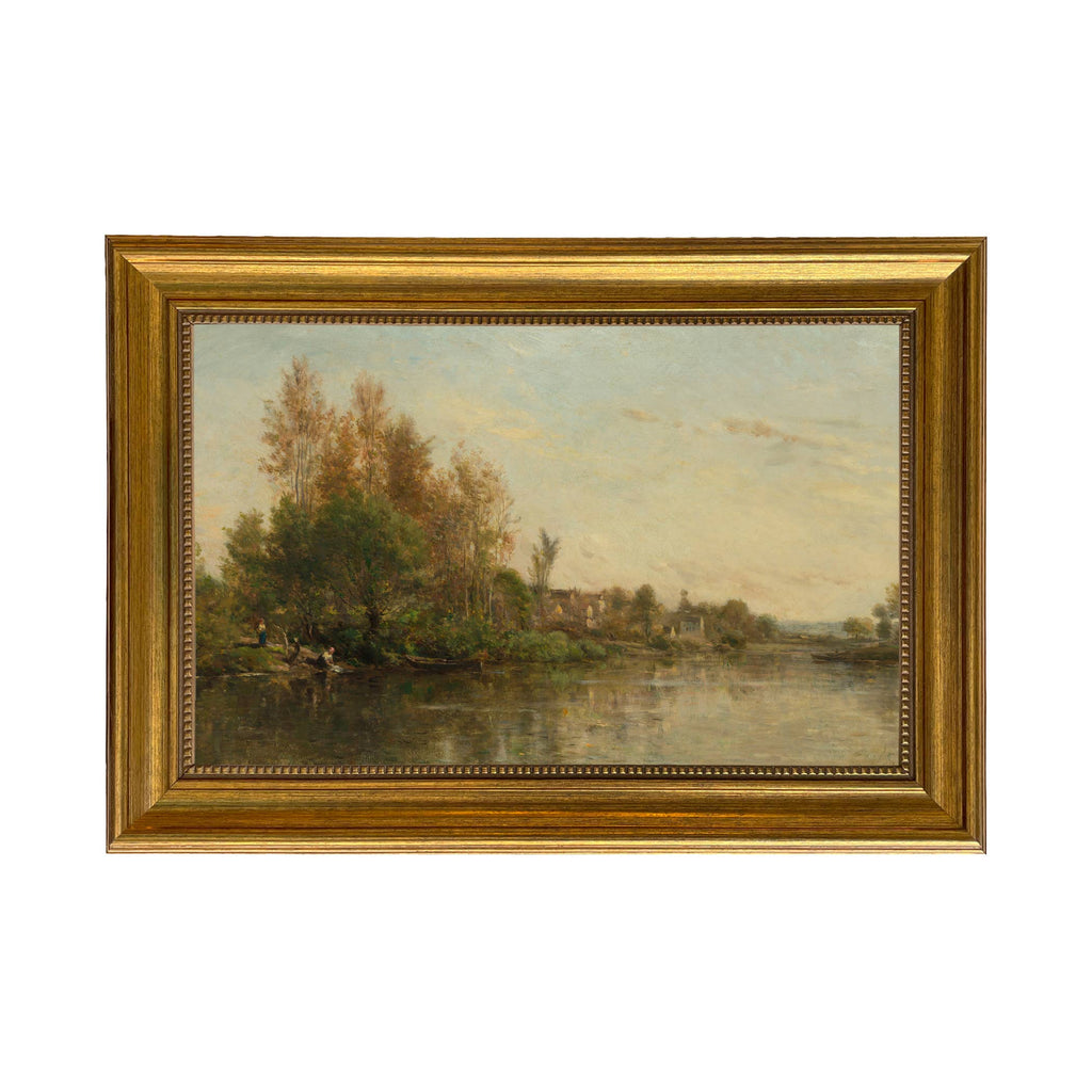 On the Banks of the River by Daubigny Painted Print Wall Art