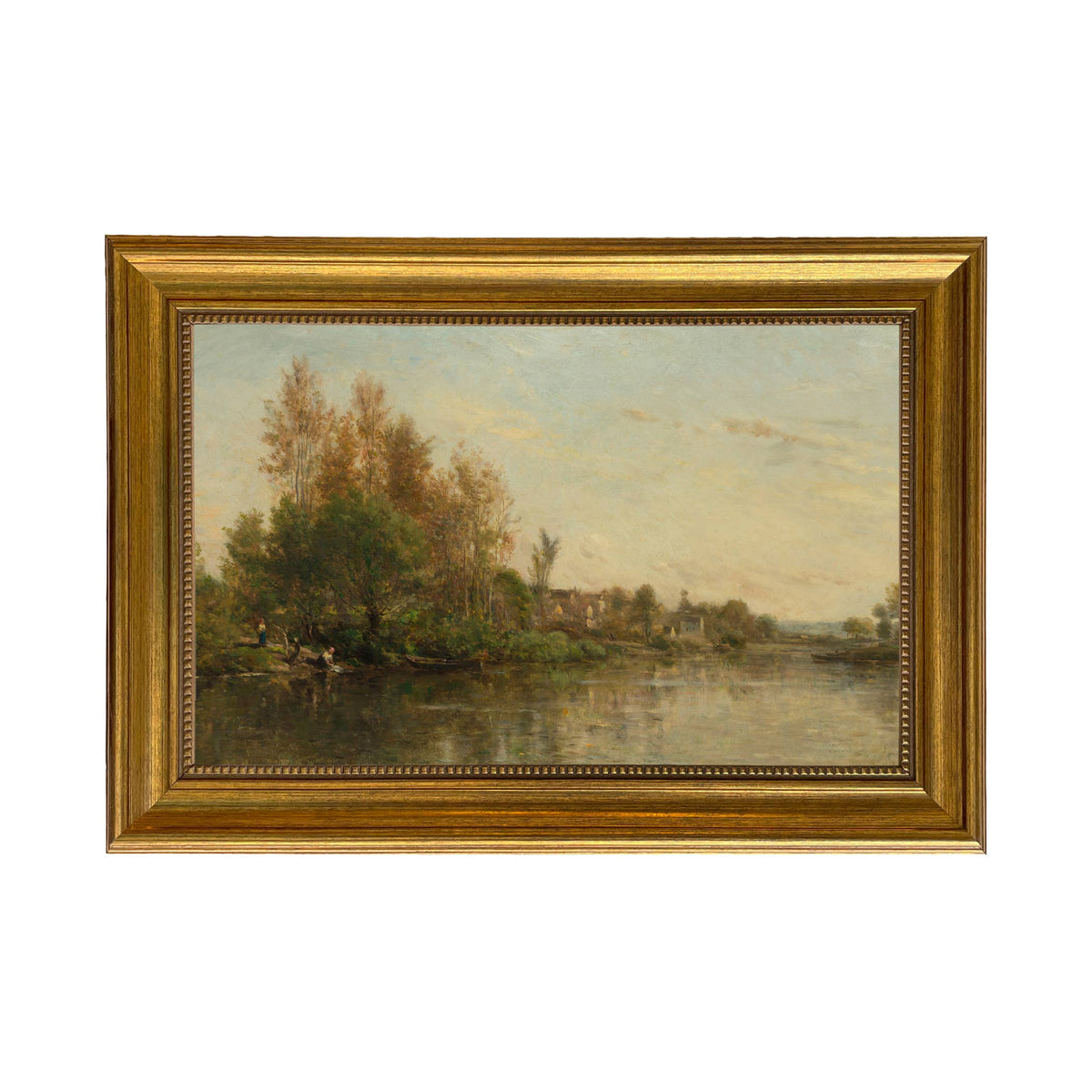 On the Banks of the River by Daubigny Painted Print Wall Art