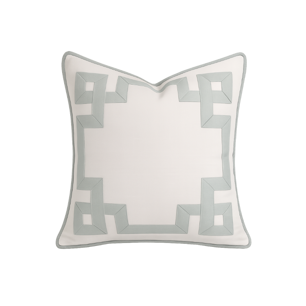 Fretwork Pillow in Sky Blue