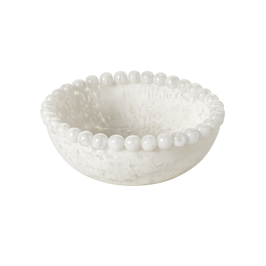 Modern Pop White Beaded Rim Bowl