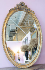 Louis XVI Gilded Oval Mirror - Ornate Carvings
