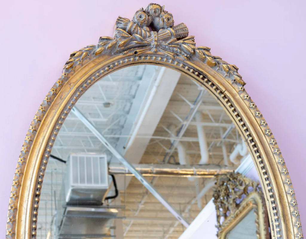 Louis XVI Gilded Oval Mirror - Ornate Carvings