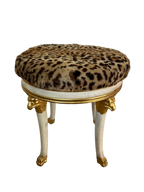 Italian Gilt Faux Fur Leopard Ottomans