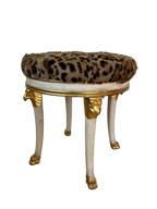 Italian Gilt Faux Fur Leopard Ottomans