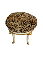 Italian Gilt Faux Fur Leopard Ottomans