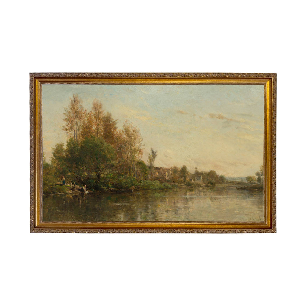 On the Banks of the River by Daubigny Painted Print Wall Art