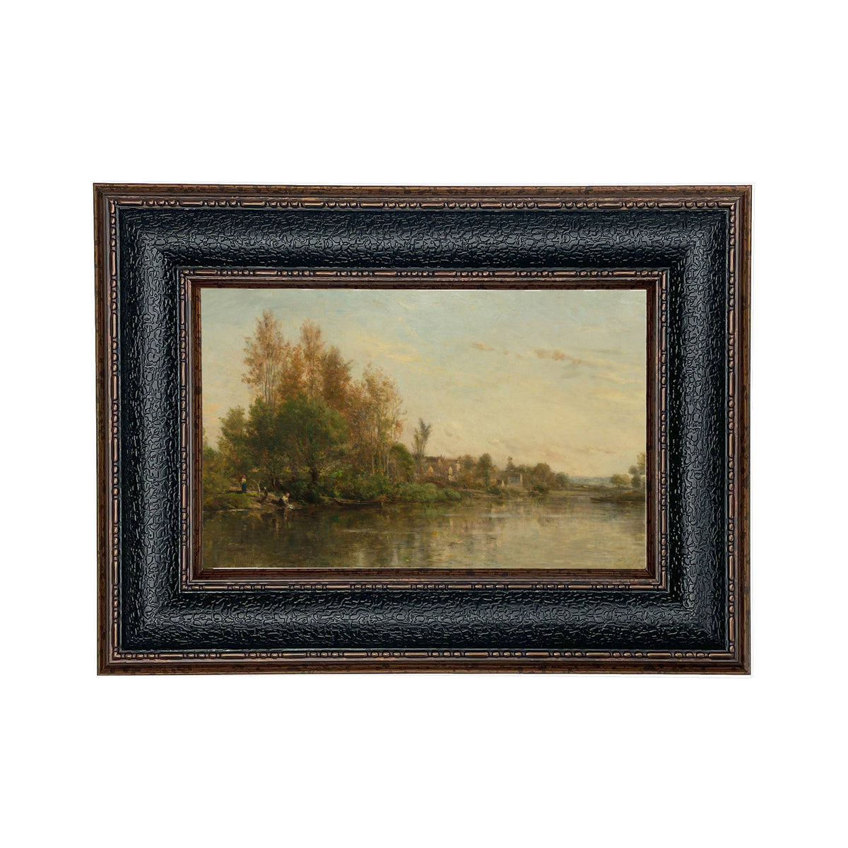 On the Banks of the River by Daubigny Painted Print Wall Art