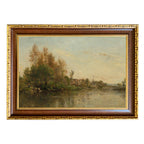 On the Banks of the River by Daubigny Painted Print Wall Art