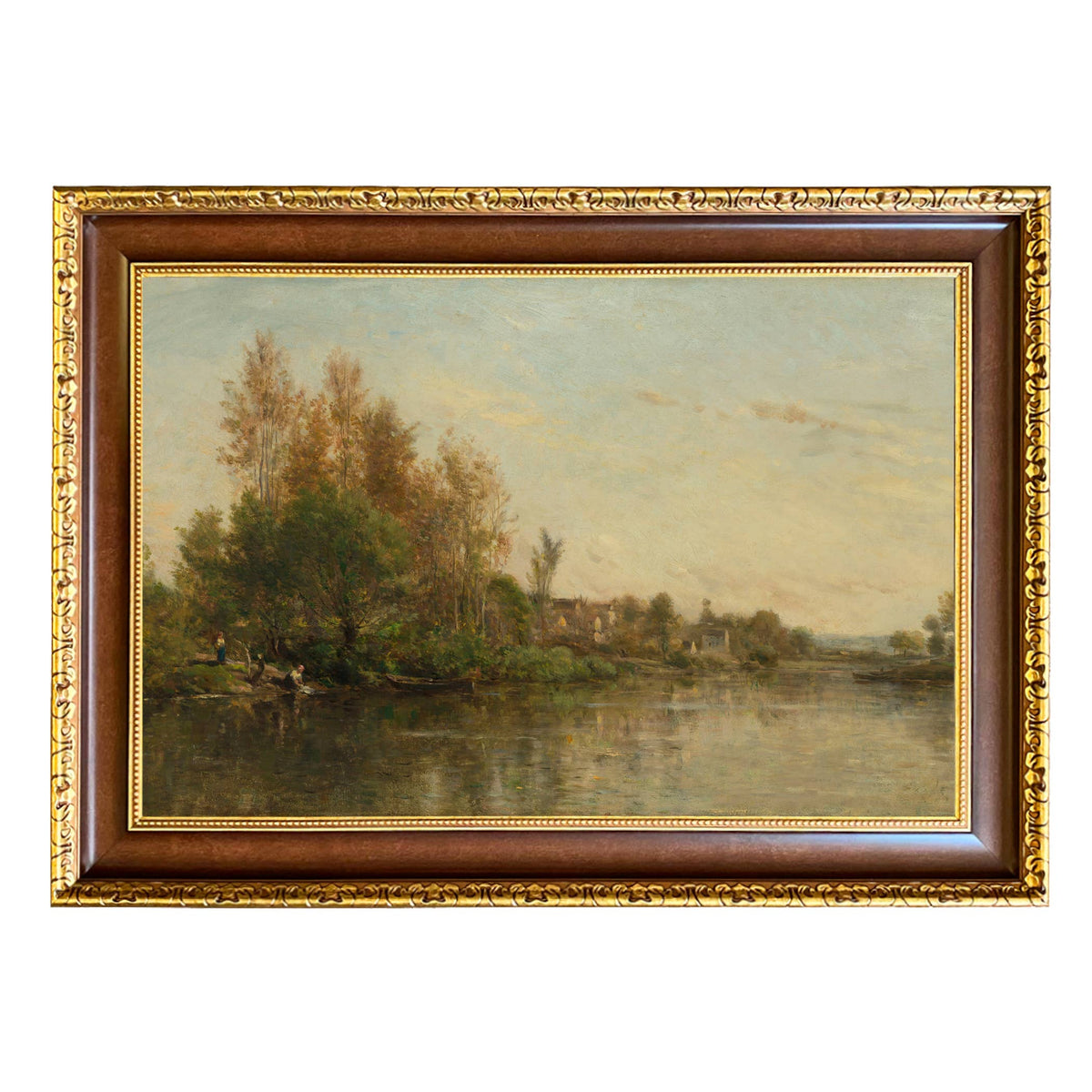 On the Banks of the River by Daubigny Painted Print Wall Art