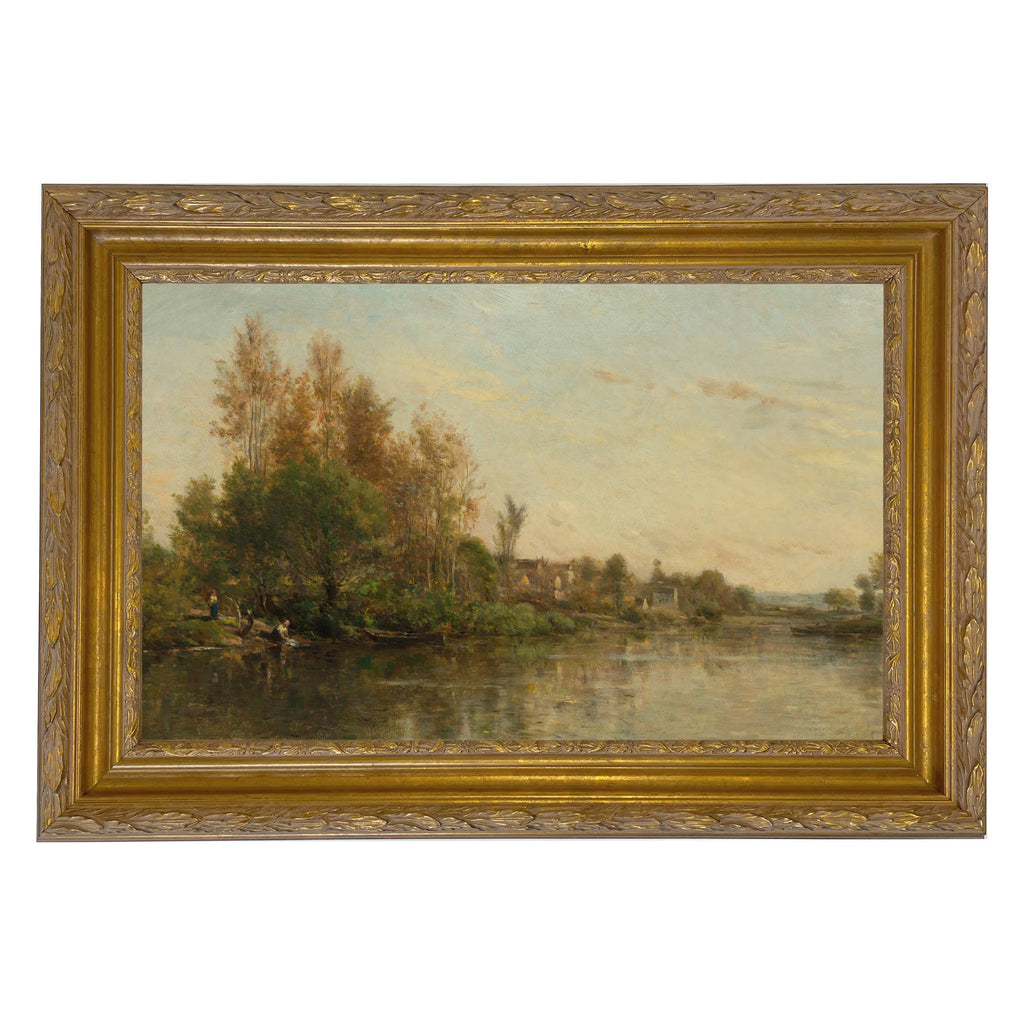 On the Banks of the River by Daubigny Painted Print Wall Art