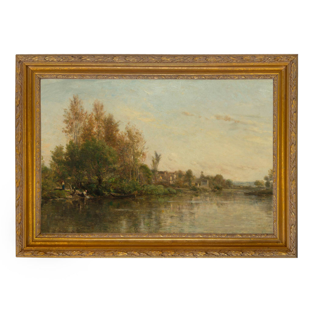 On the Banks of the River by Daubigny Painted Print Wall Art