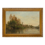 On the Banks of the River by Daubigny Painted Print Wall Art