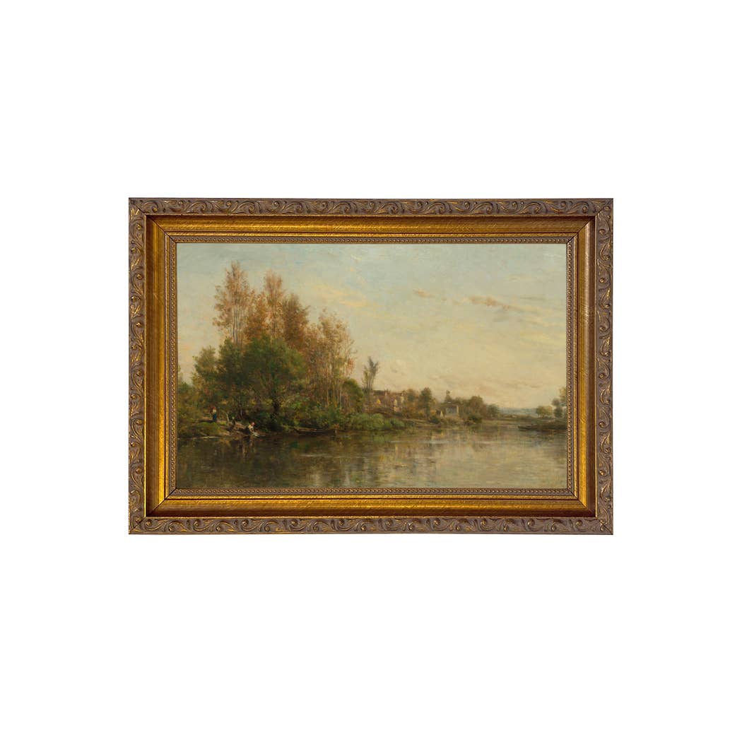 On the Banks of the River by Daubigny Painted Print Wall Art