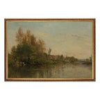 On the Banks of the River by Daubigny Painted Print Wall Art