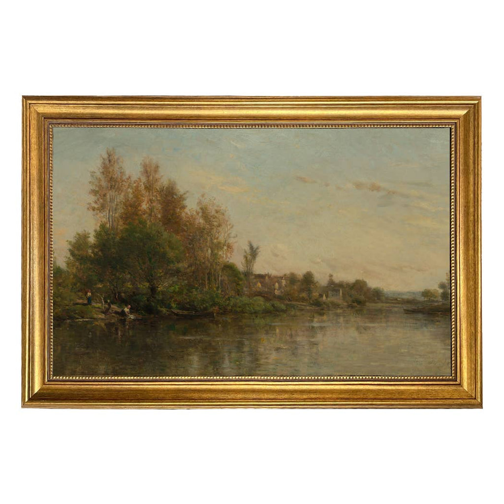 On the Banks of the River by Daubigny Painted Print Wall Art