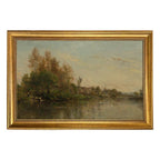 On the Banks of the River by Daubigny Painted Print Wall Art