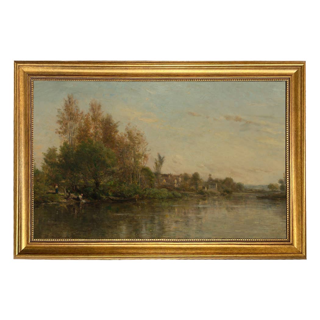 On the Banks of the River by Daubigny Painted Print Wall Art