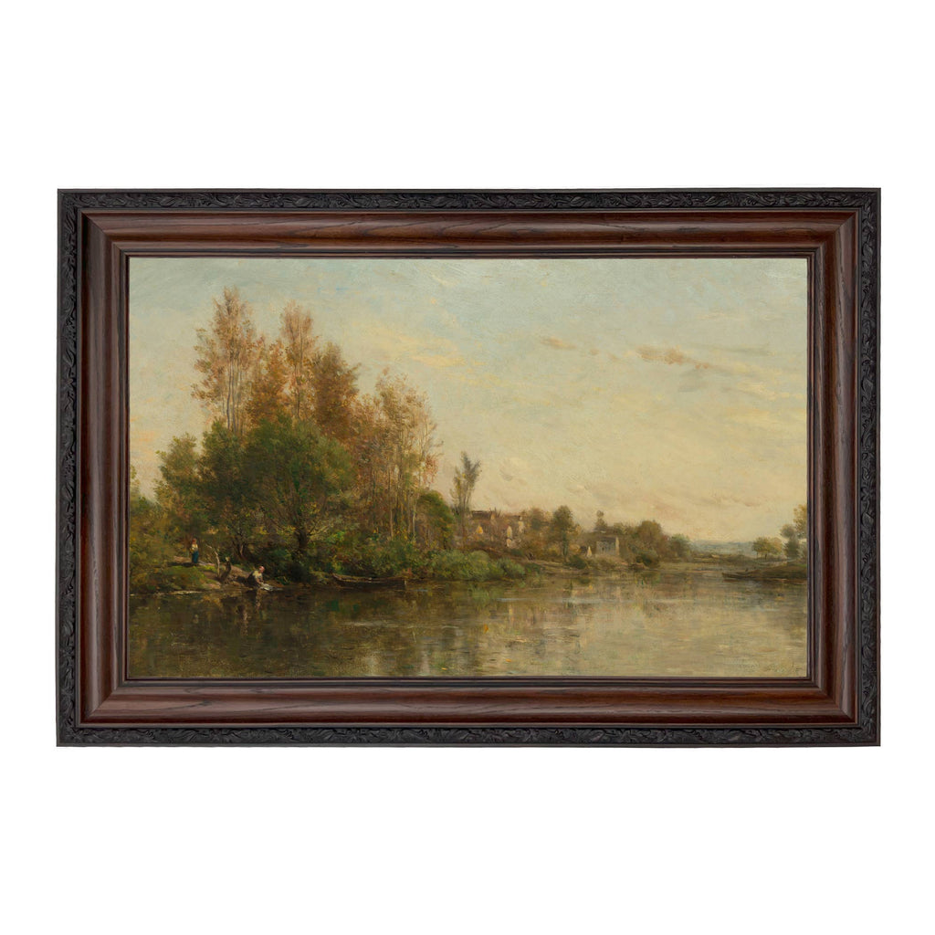 On the Banks of the River by Daubigny Painted Print Wall Art