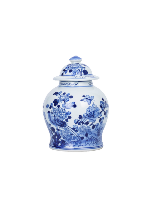 Small Porcelain Temple Jar - Birds Blossom