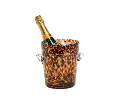 Tortoise Print Ice Bucket - Glass