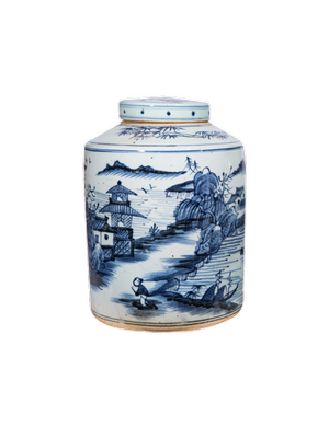 Large Dynasty Tea Jar Landscape Motif