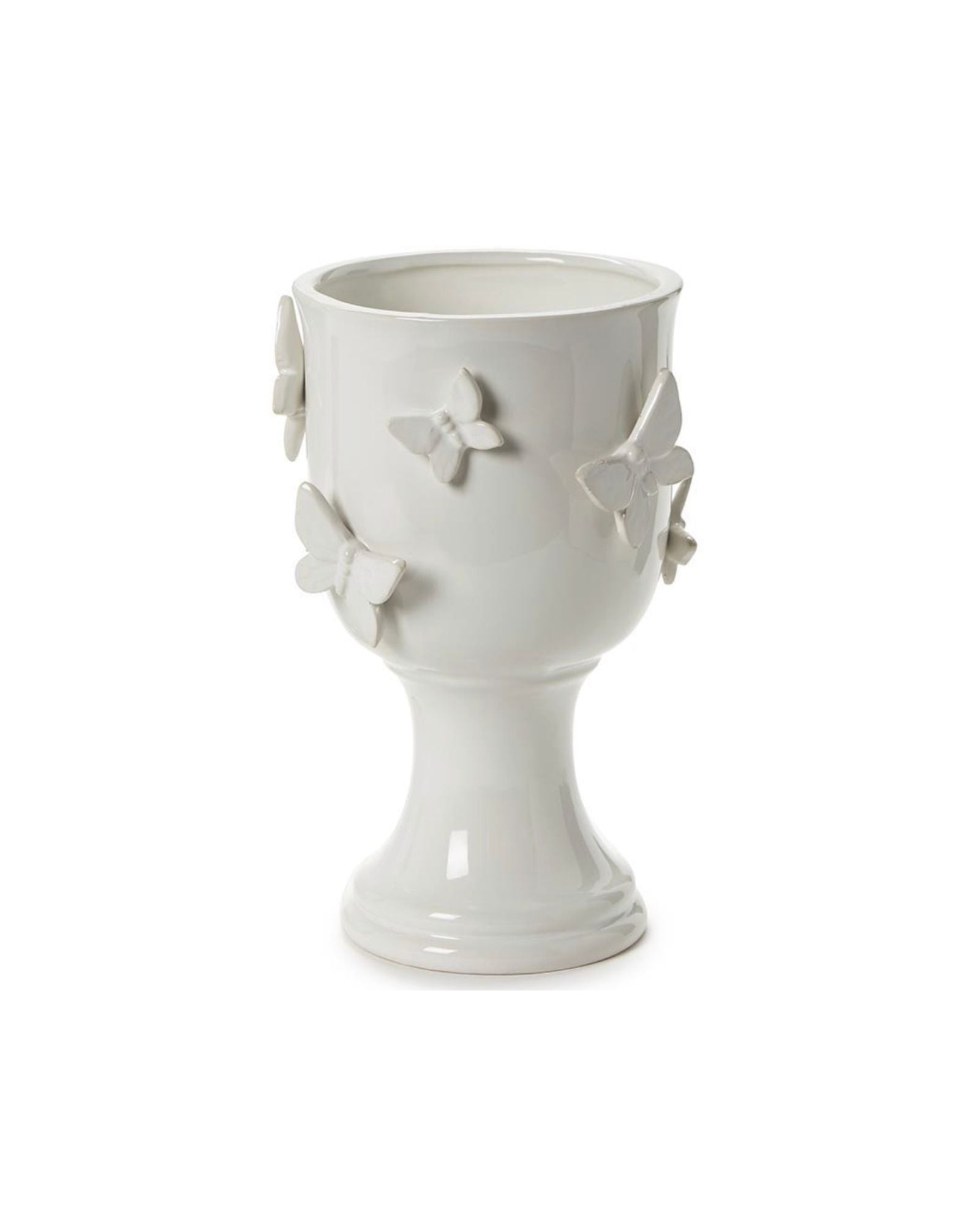 Small Butterfly Pedestal Cachepot with Sculpted Butterflies